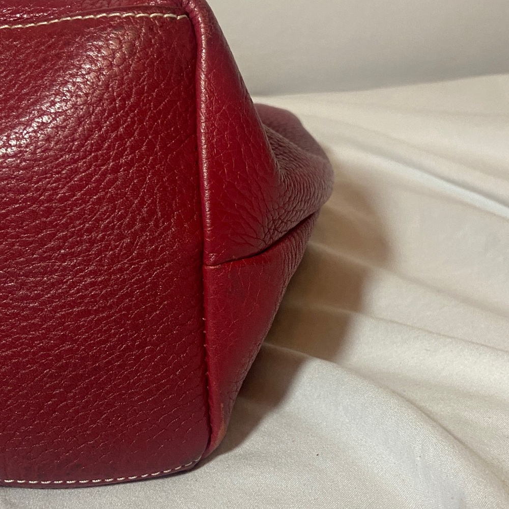 Tignanello Brick Red Genuine Pebble Leather Shoulder Satchel handbag tote - Picture 6 of 12